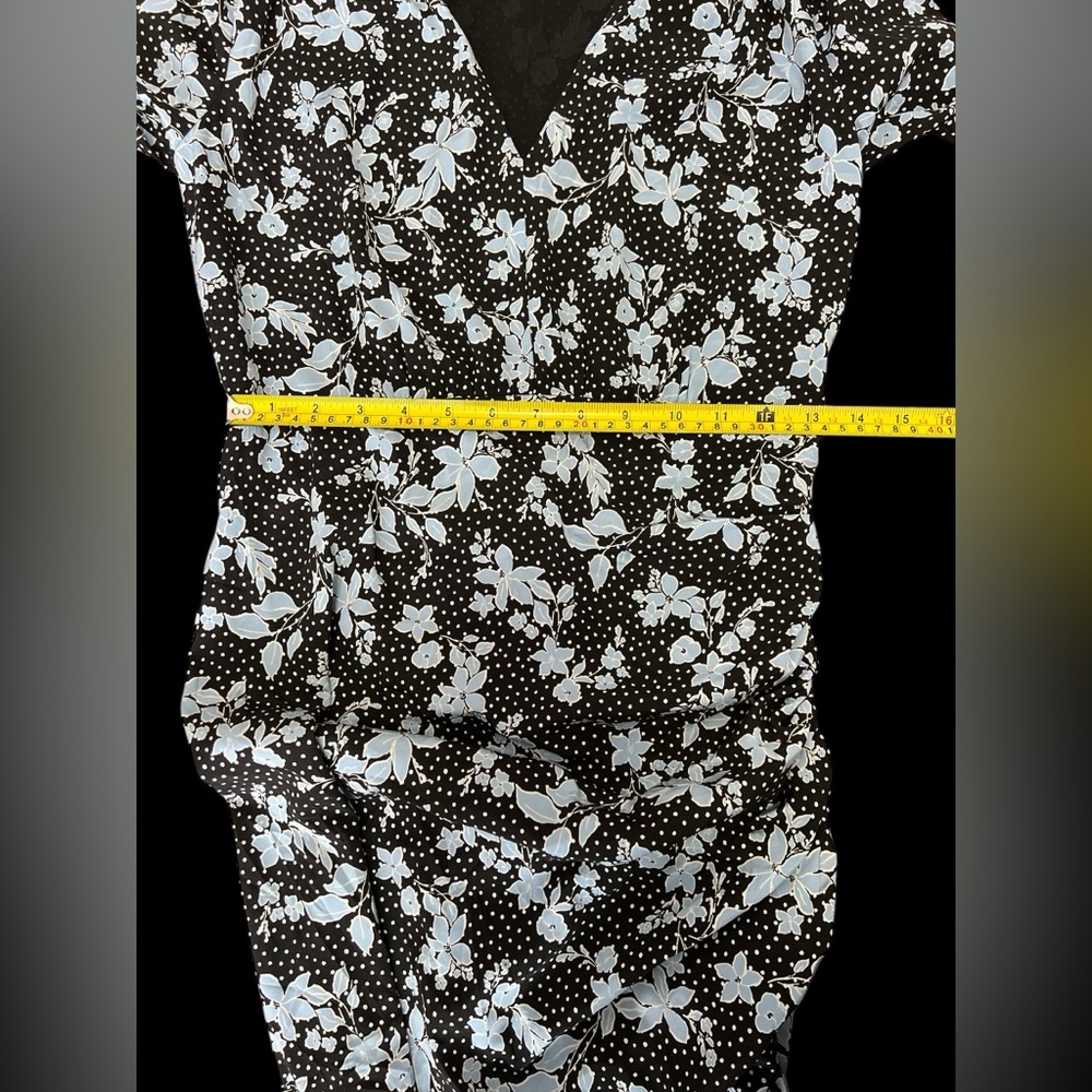 LN Veronica Beard Chana Floral asymmetrical dress size 4 Ruched Zipper Long Slv - Picture 11 of 13